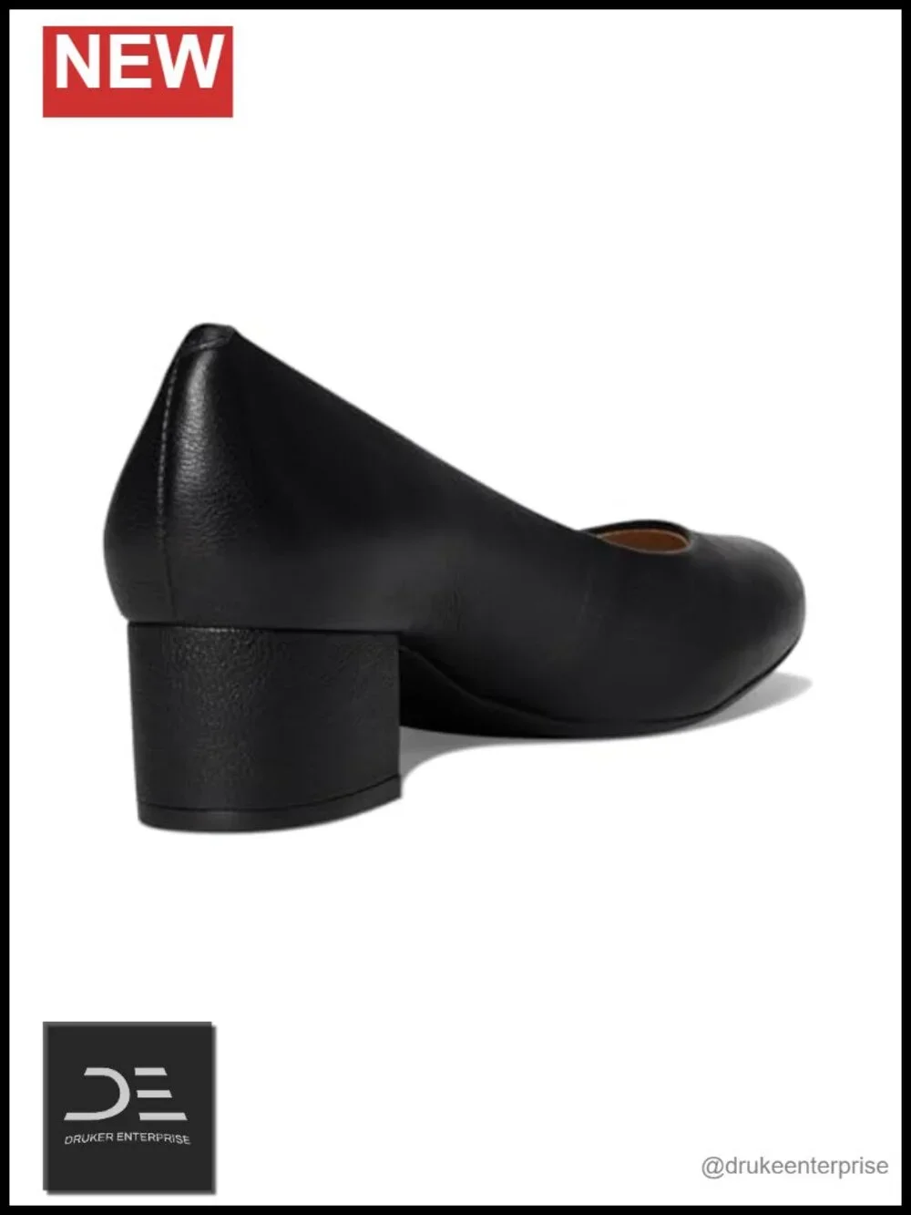 Women's Leather Block Heel Square Toe Pumps Formal